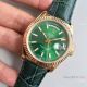 Rolex Gold Day Date Oyster Watch Green Dial Green Leather Replica (3)_th.jpg